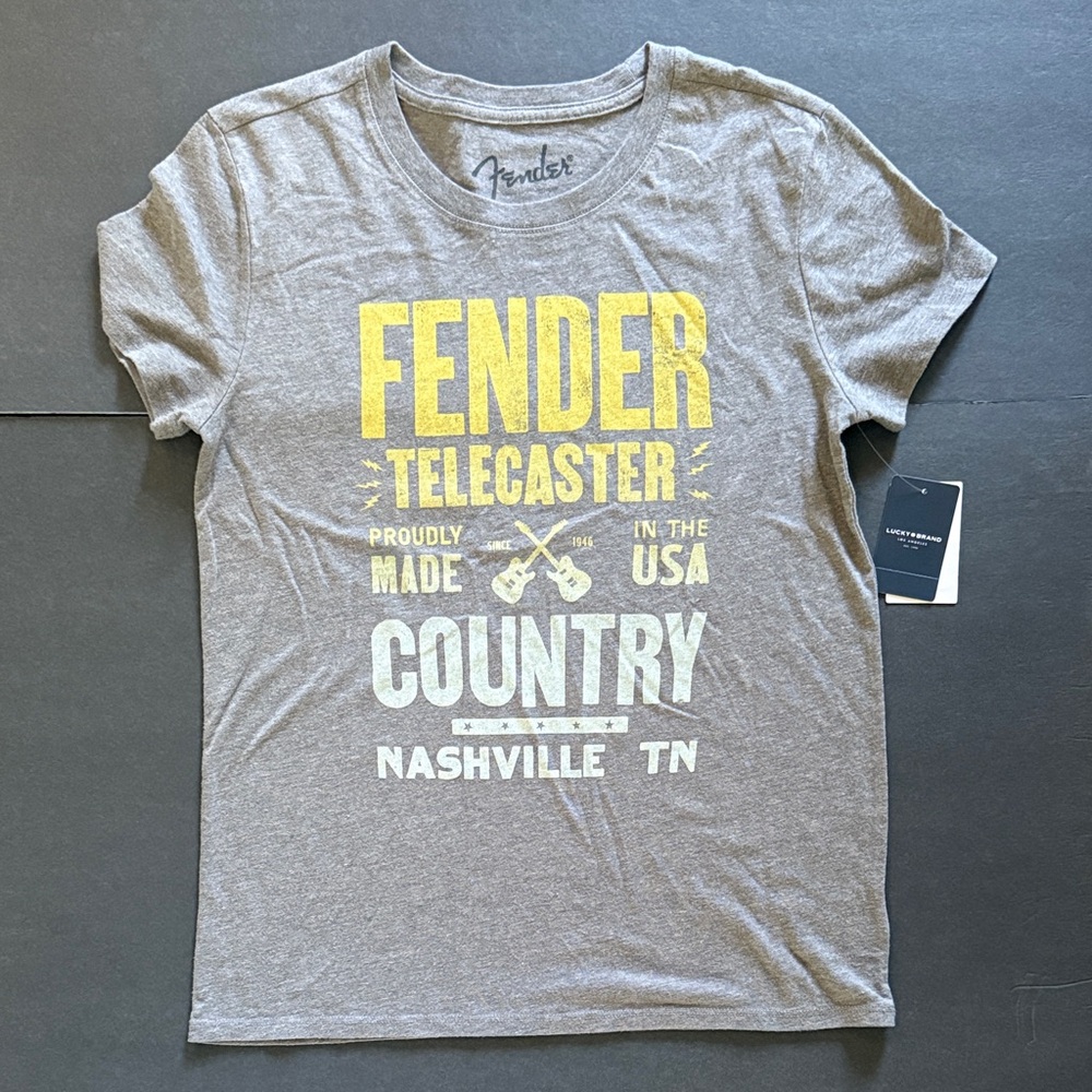 Lucky Brand Gray Tee with Yellow Print